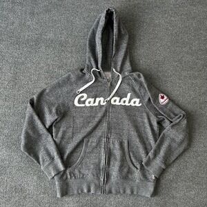 Canadiana Hoodie Mens Medium Gray Canada Graphic Full Zip Olympic Sweatshirt